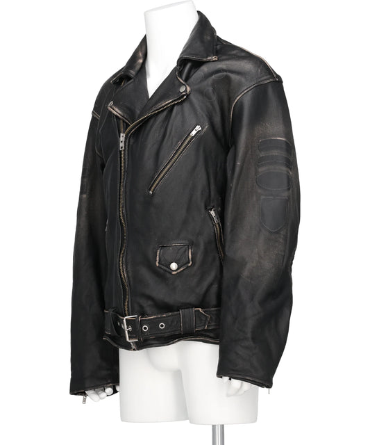 DISTRESSED LEATHER BIKER JACKET