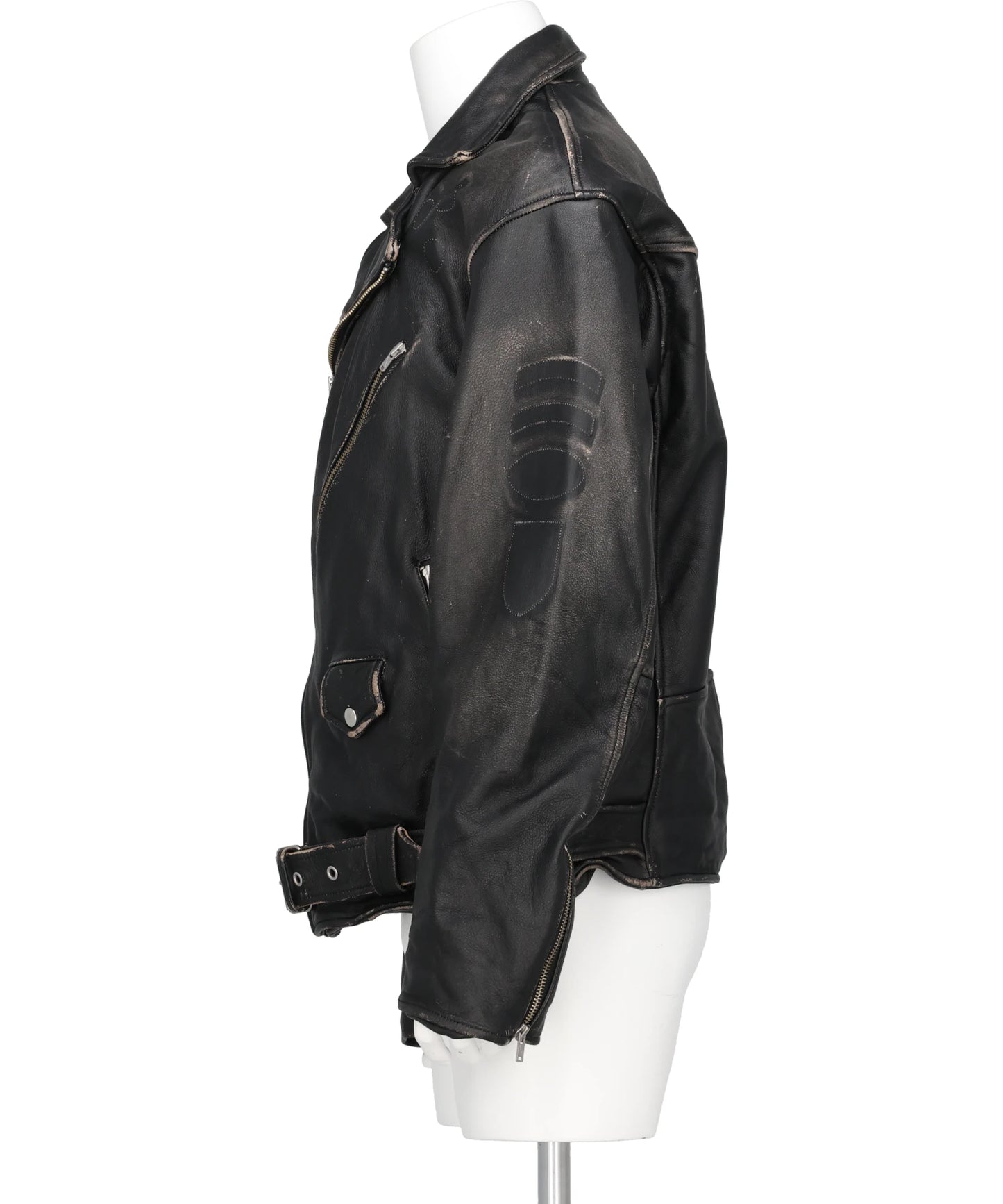 DISTRESSED LEATHER BIKER JACKET