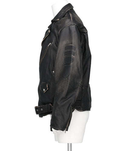 DISTRESSED LEATHER BIKER JACKET