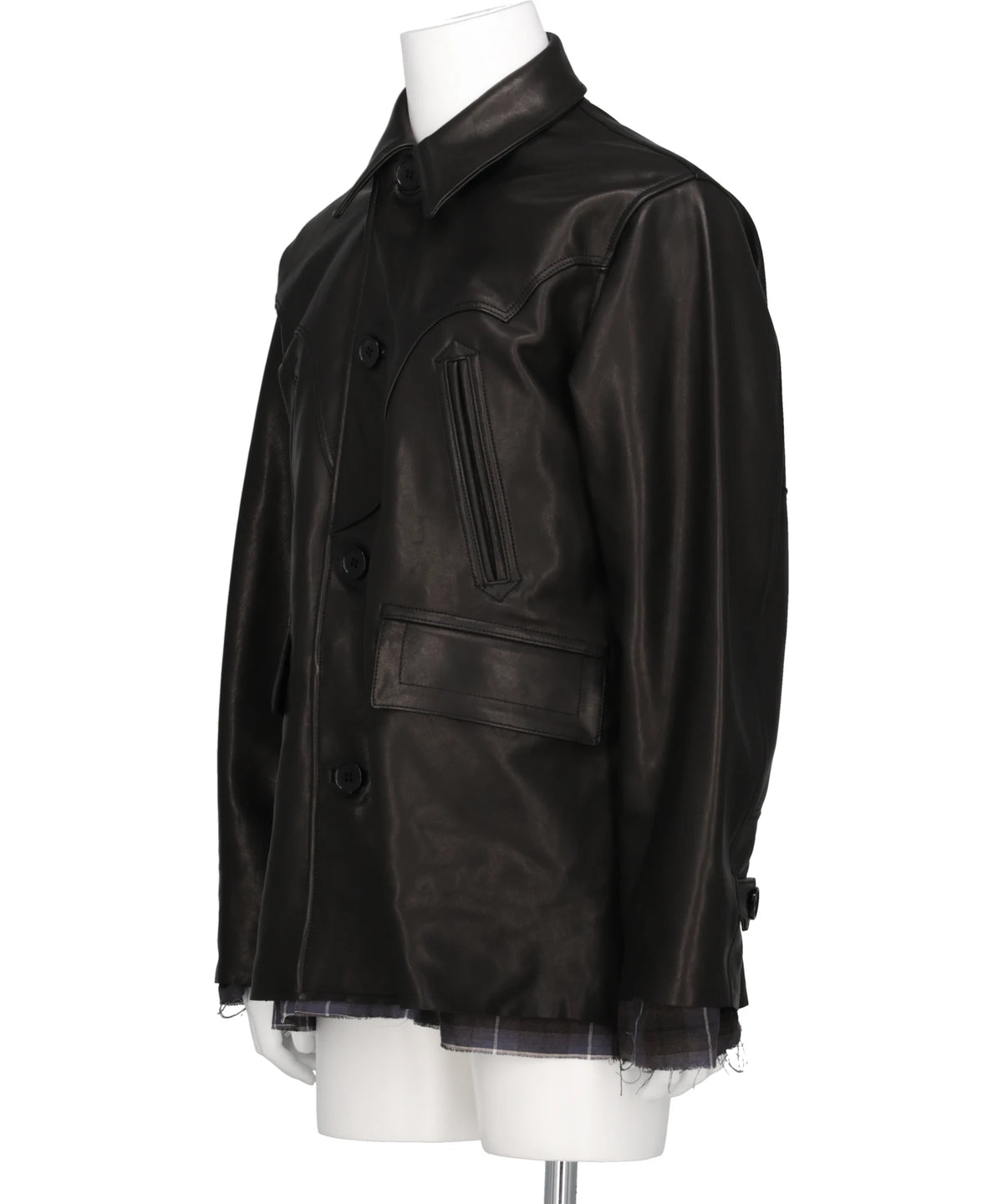 SHINIG COLLAR LEATHER JACKET
