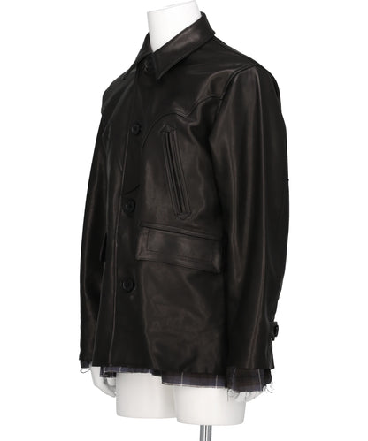 SHINIG COLLAR LEATHER JACKET