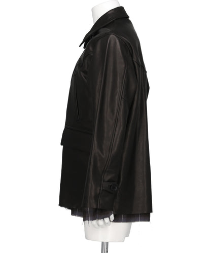SHINIG COLLAR LEATHER JACKET
