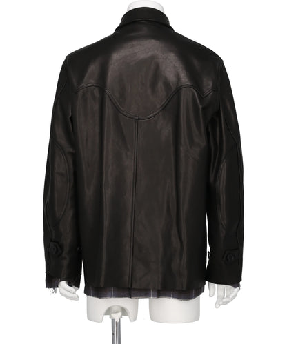 SHINIG COLLAR LEATHER JACKET