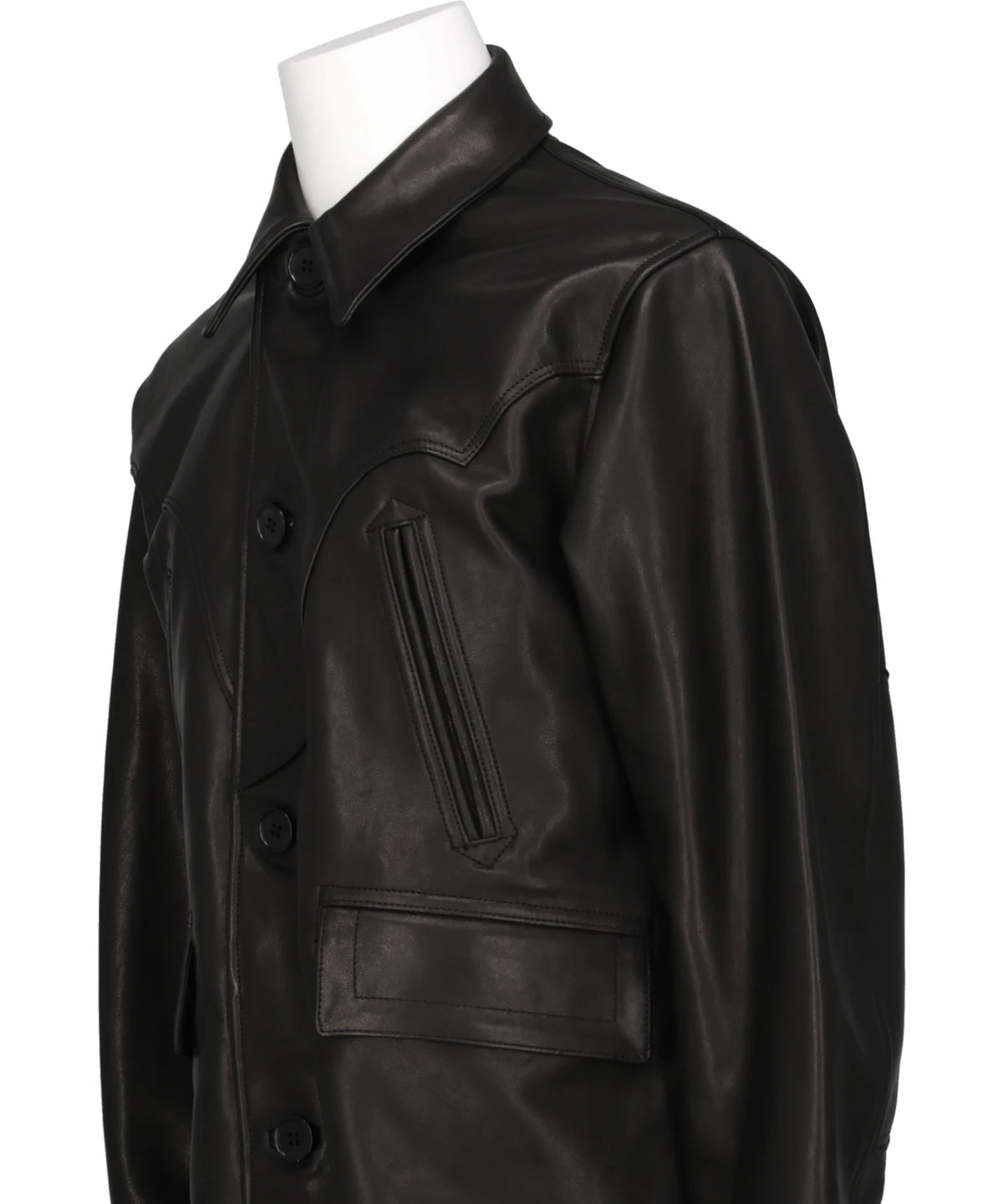 SHINIG COLLAR LEATHER JACKET