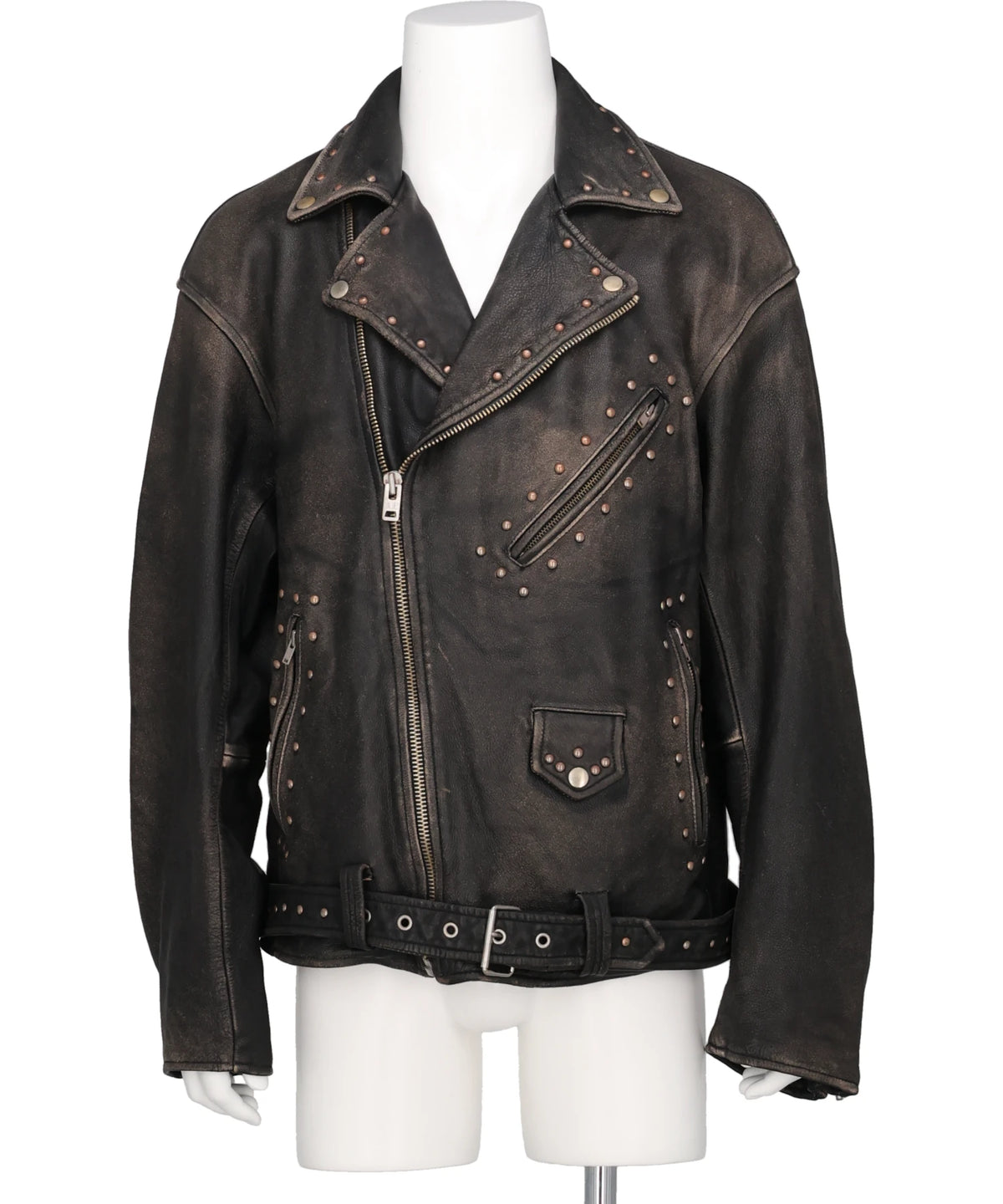 KAMIYA(カミヤ) 2026AW DISTRESSED LEATHER STUDDED BIKER JACKET G17BL012