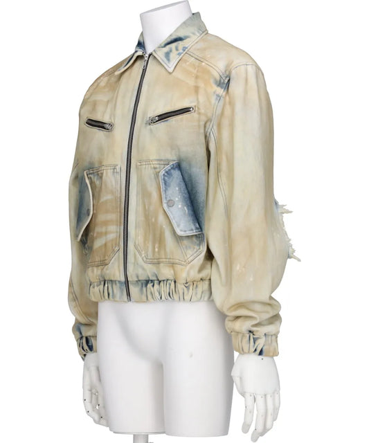DENIM LINING BOMBER - YELLOW DIRTY DENIM