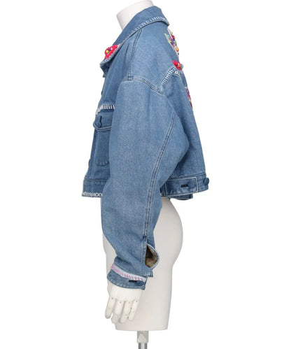 BEADS HAND DRAWING DENIM JACKET