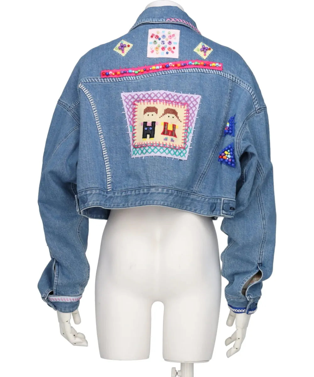 BEADS HAND DRAWING DENIM JACKET