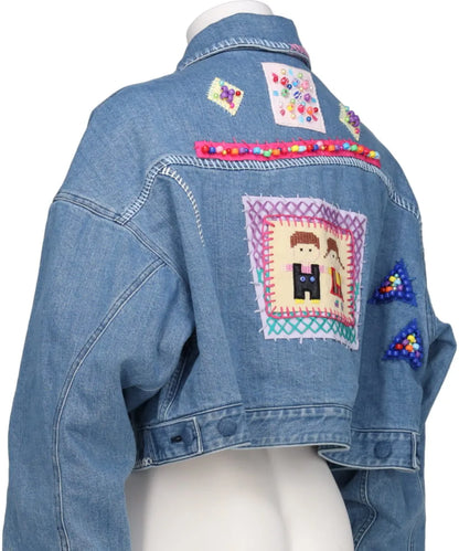 BEADS HAND DRAWING DENIM JACKET