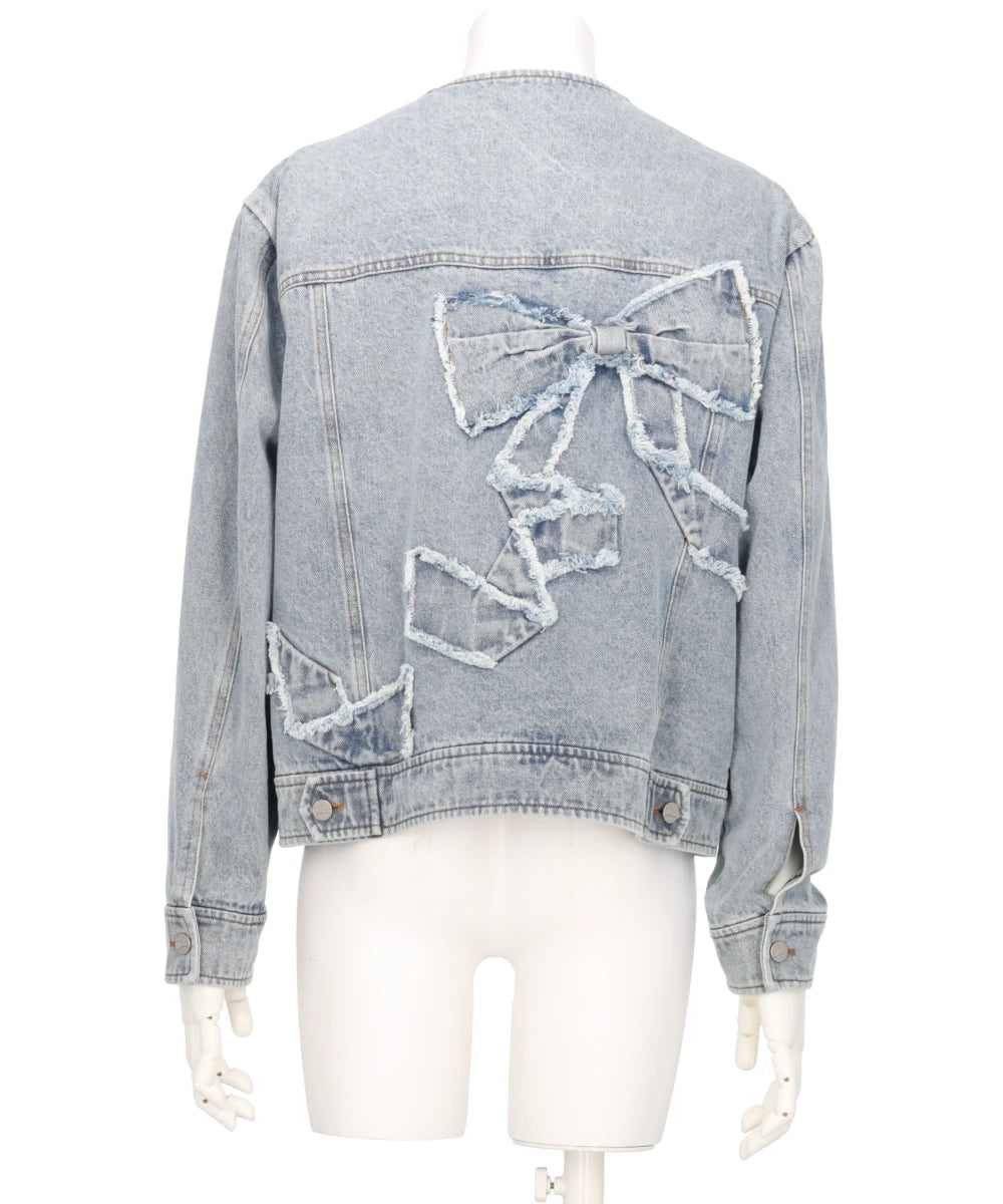 RIBBON DETAIL DENIM JACKT