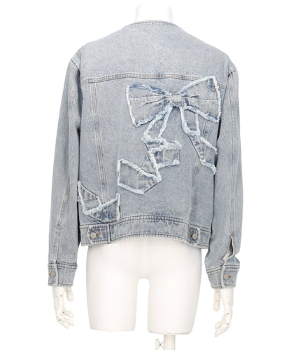RIBBON DETAIL DENIM JACKT