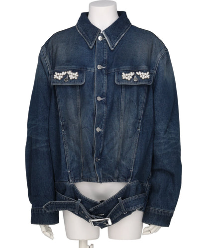 Simone Rocha(シモーンロシャ)MULTI BELT WAIST TAIL DENIMTRUCKER JACKET W/ EMB