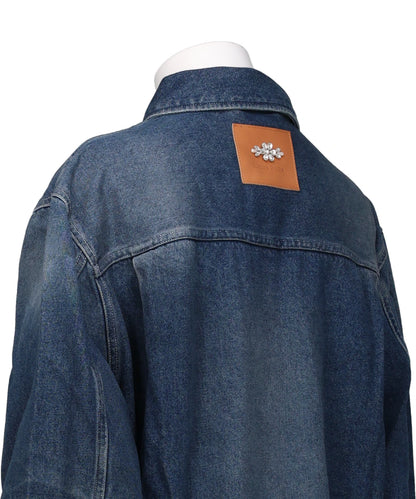 MULTI BELT WAIST TAIL DENIMTRUCKER JACKET W/ EMB