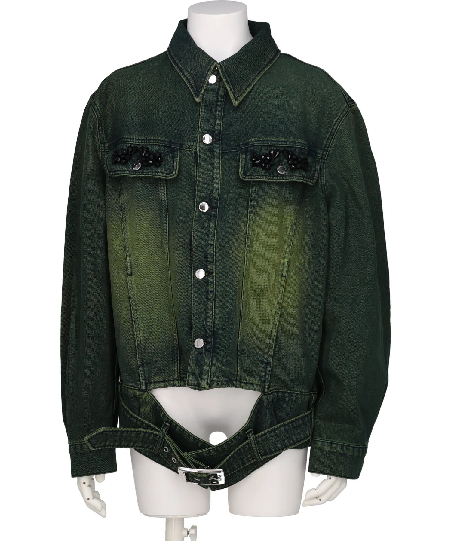 Simone Rocha(シモーンロシャ) MULTI BELT WAIST TAIL DENIMTRUCKER JACKET W/ EMB