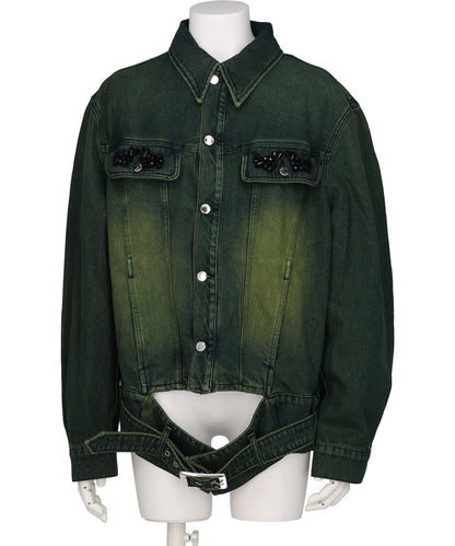 Simone Rocha(シモーンロシャ) MULTI BELT WAIST TAIL DENIMTRUCKER JACKET W/ EMB
