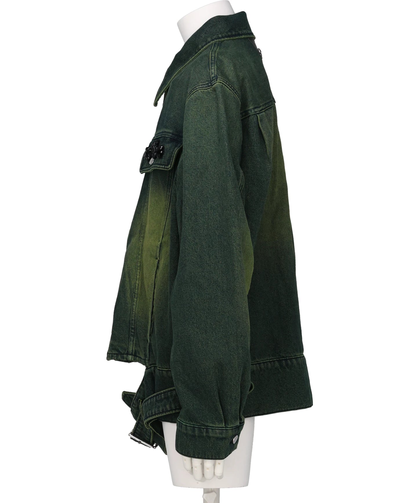 MULTI BELT WAIST TAIL DENIMTRUCKER JACKET W/ EMB