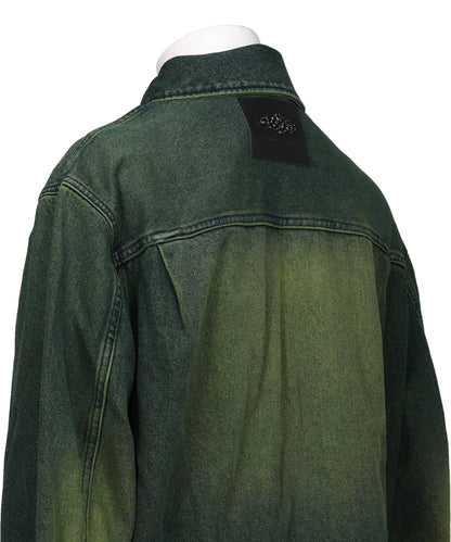 MULTI BELT WAIST TAIL DENIMTRUCKER JACKET W/ EMB