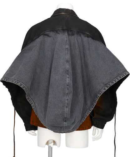 CONVERTIBLE HOODED DENIM JACKET