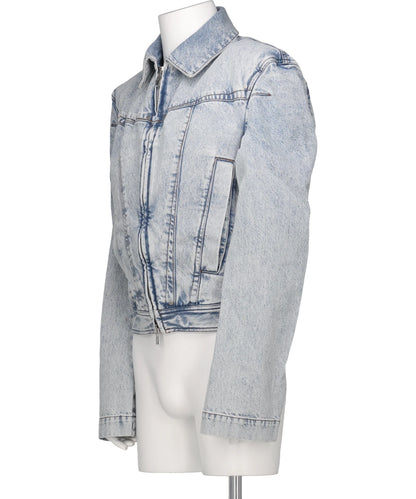 DENIM ZIPPED WIDE SHOULDERS JACKET