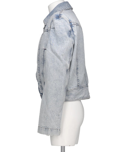 DENIM ZIPPED WIDE SHOULDERS JACKET