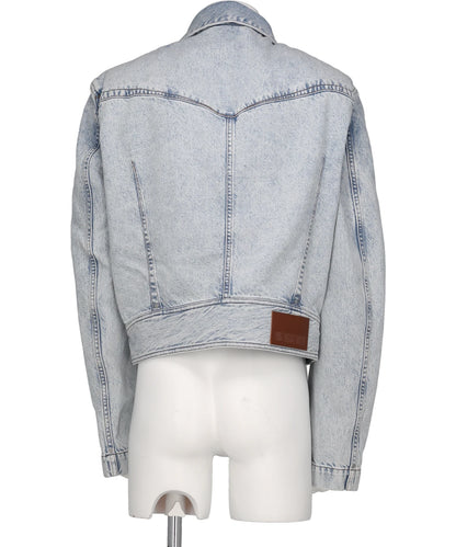 DENIM ZIPPED WIDE SHOULDERS JACKET