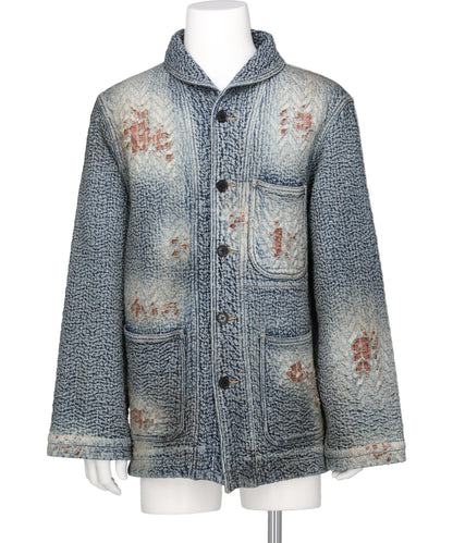 "BORO" DENIM SHAWL COLLAR JACKET