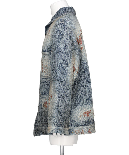 "BORO" DENIM SHAWL COLLAR JACKET