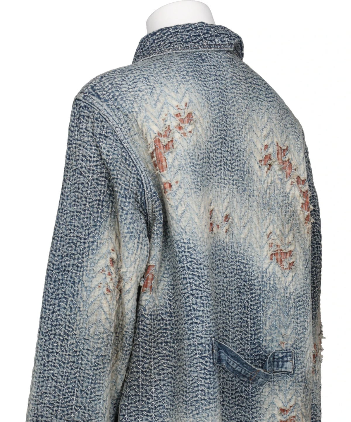 "BORO" DENIM SHAWL COLLAR JACKET