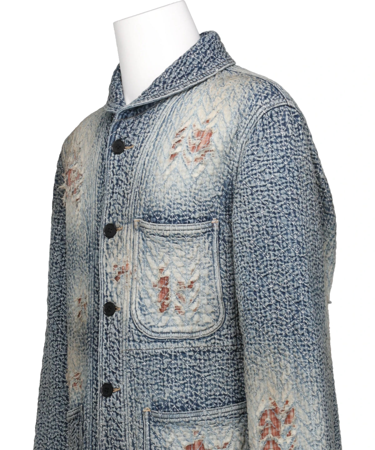 "BORO" DENIM SHAWL COLLAR JACKET