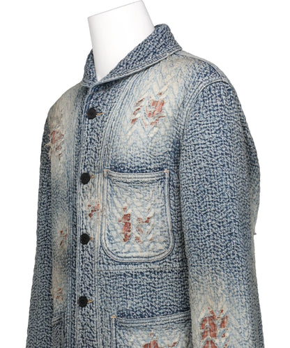 "BORO" DENIM SHAWL COLLAR JACKET
