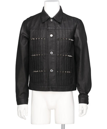 JOHN LAWRENCE SULLIVAN WASHED DENIM STUDDED JACKET