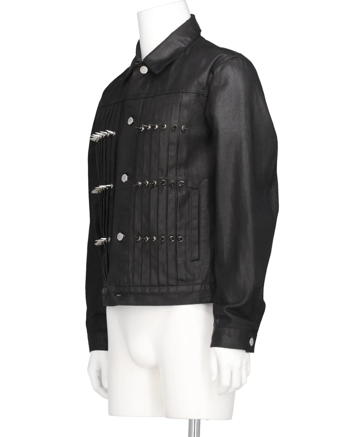 WASHED DENIM STUDDED JACKET