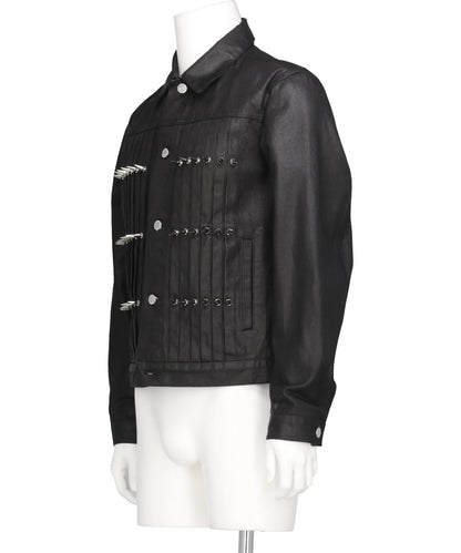 WASHED DENIM STUDDED JACKET