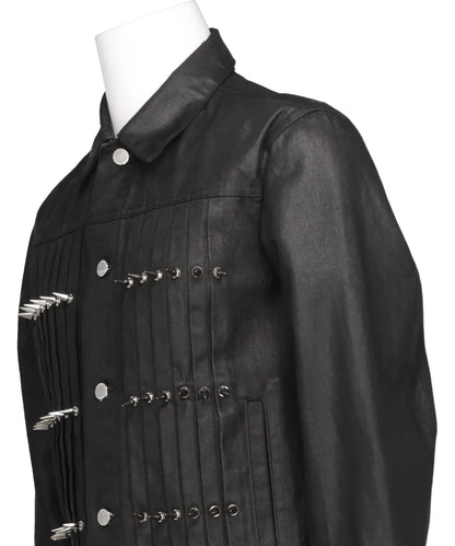 WASHED DENIM STUDDED JACKET