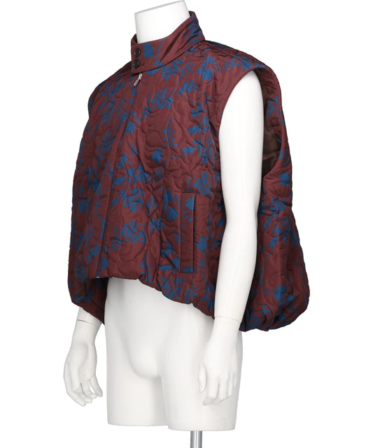 FLOWER PATTERN QUILTED GILET