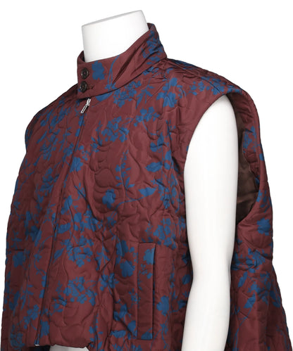 FLOWER PATTERN QUILTED GILET