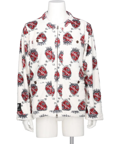 TALKING ABOUT THE ABSTRACTION FUR TRANSFER COLLARLESS JACKET