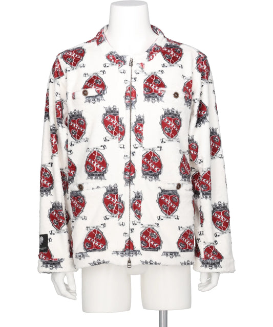 TALKING ABOUT THE ABSTRACTION FUR TRANSFER COLLARLESS JACKET