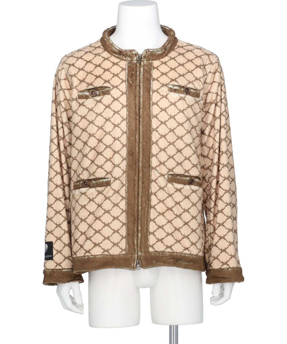 TALKING ABOUT THE ABSTRACTION FUR TRANSFER COLLARLESS JACKET