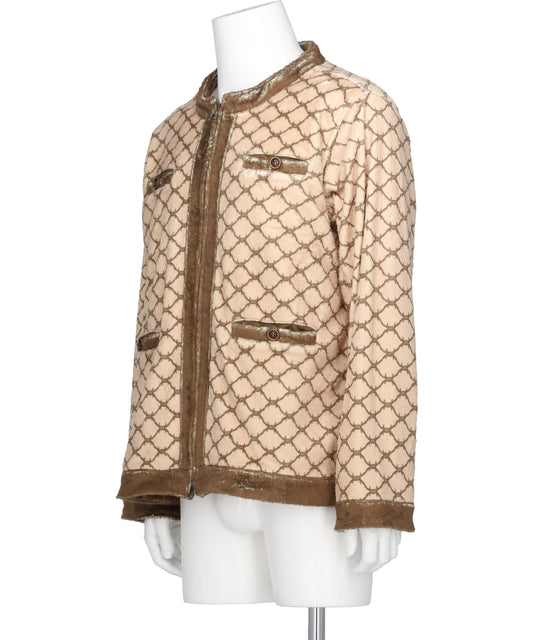 FUR TRANSFER COLLARLESS JACKET
