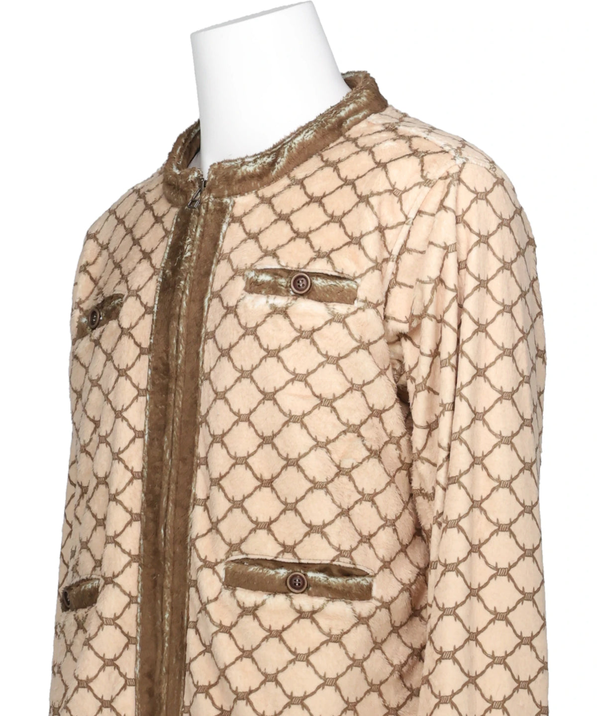 FUR TRANSFER COLLARLESS JACKET