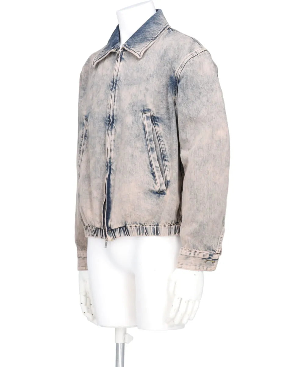 BLEACHE&OVER DYE DENIM FRONT ZIP BLOUSON
