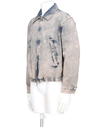 BLEACHE&OVER DYE DENIM FRONT ZIP BLOUSON