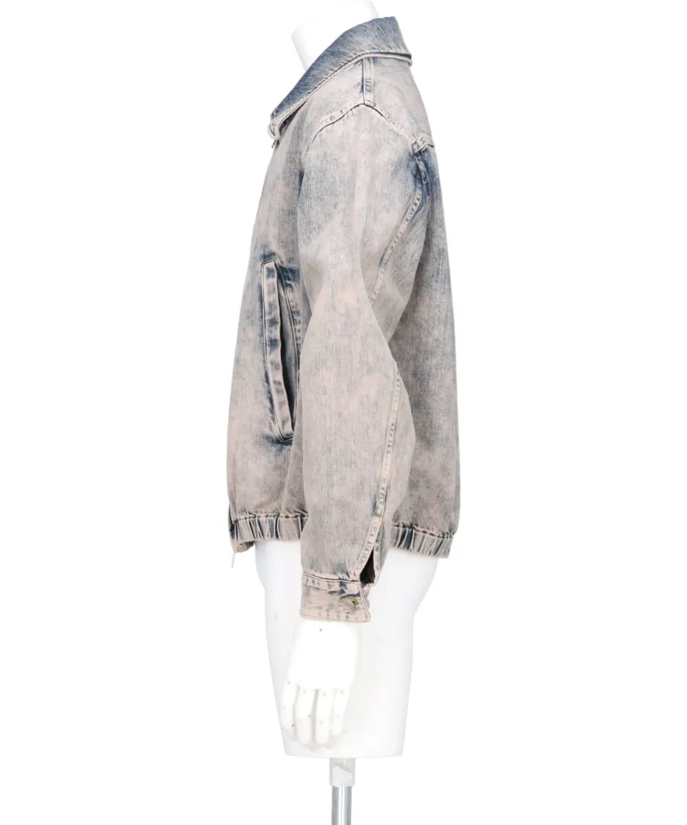 BLEACHE&OVER DYE DENIM FRONT ZIP BLOUSON
