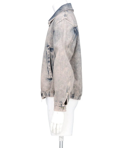 BLEACHE&OVER DYE DENIM FRONT ZIP BLOUSON