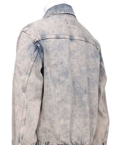 BLEACHE&OVER DYE DENIM FRONT ZIP BLOUSON