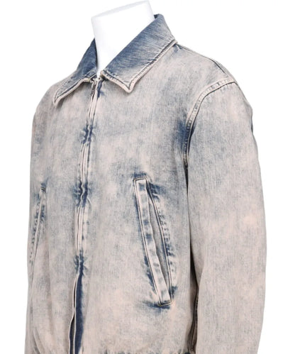 BLEACHE&OVER DYE DENIM FRONT ZIP BLOUSON