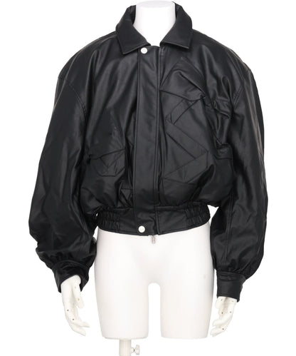 RIBBON DETAIL FAUX LEATHER BOMBER JACKET – MIDWEST ONLINE STORE