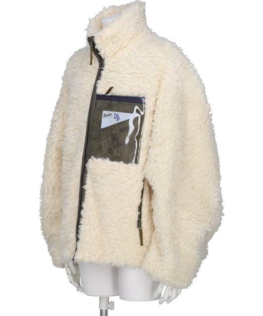 HEMP FAUX FUR ZIP-UP JACKET
