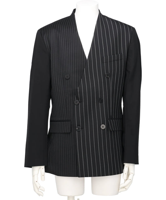 ERNEST W.BAKER(アーネストダブルベーカー)PATCHED PIN STRIPE LAPELESS BLAZER